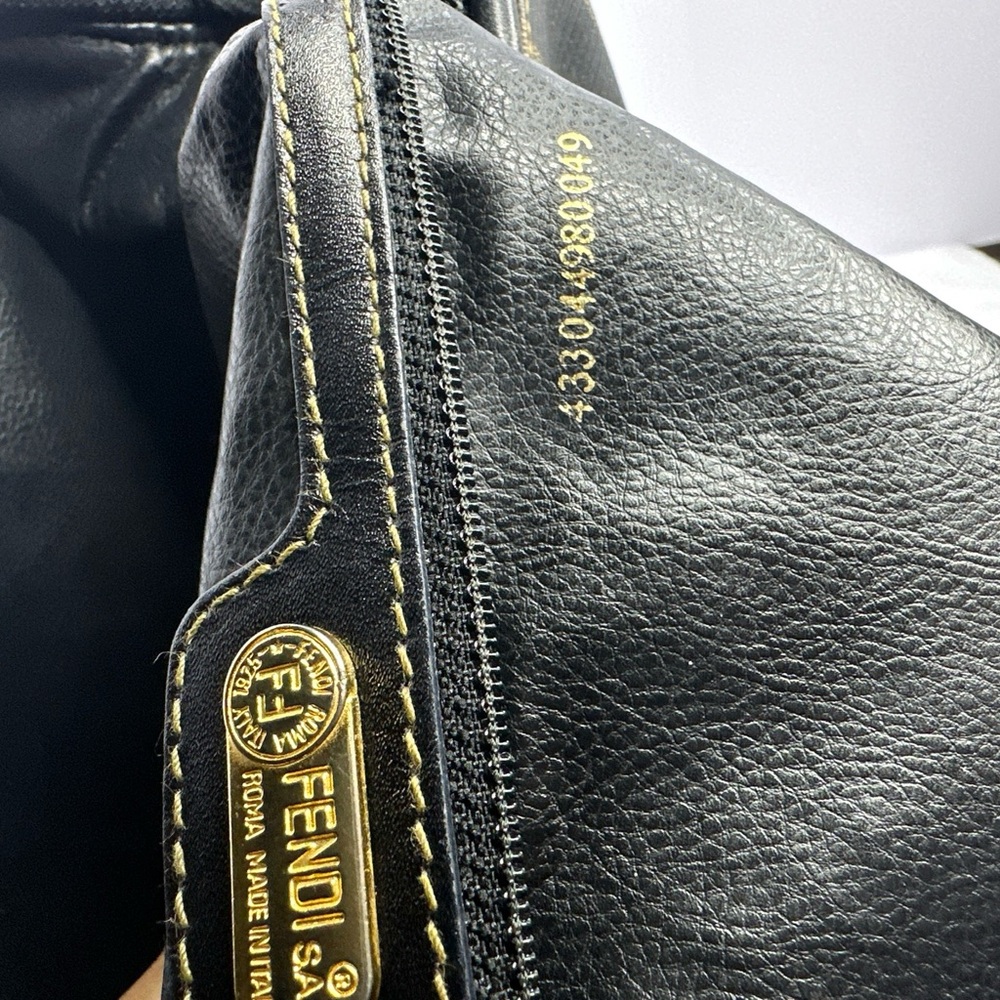 Fendi Black and Brown Striped Boston Handbag - Picture 7 of 10